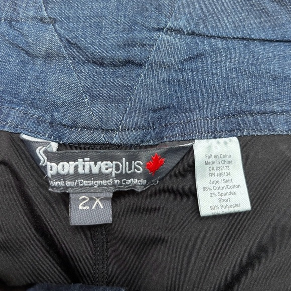 Sportive Plus, Plus Size Denim Skort, Size 2X, Blue - Picture 3 of 6